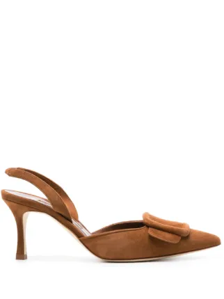 Manolo Blahnik Maysli 70mm Suede Pumps | Brown | FARFETCH