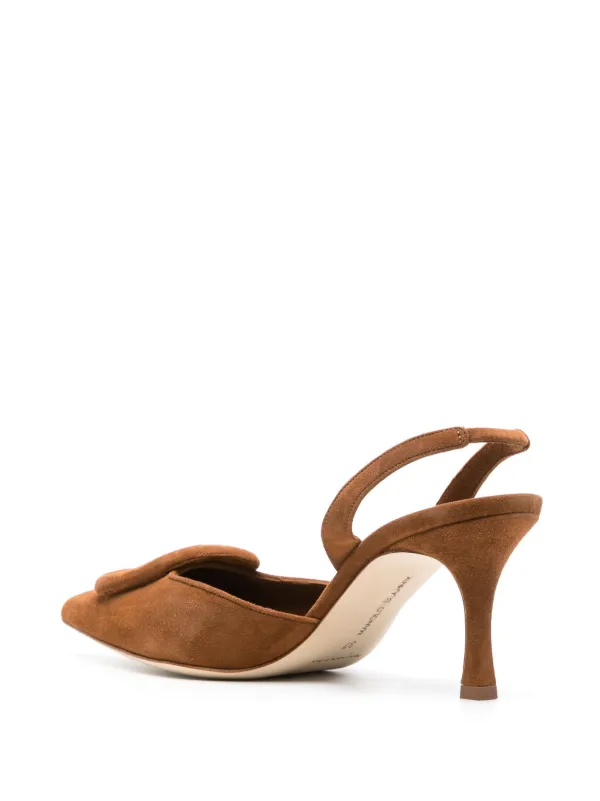 Manolo Blahnik Maysli 70mm Suede Pumps | Brown | FARFETCH SG