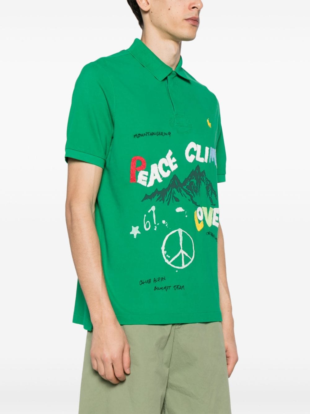 Shop Polo Ralph Lauren Peace Climb Love Polo Shirt In Green