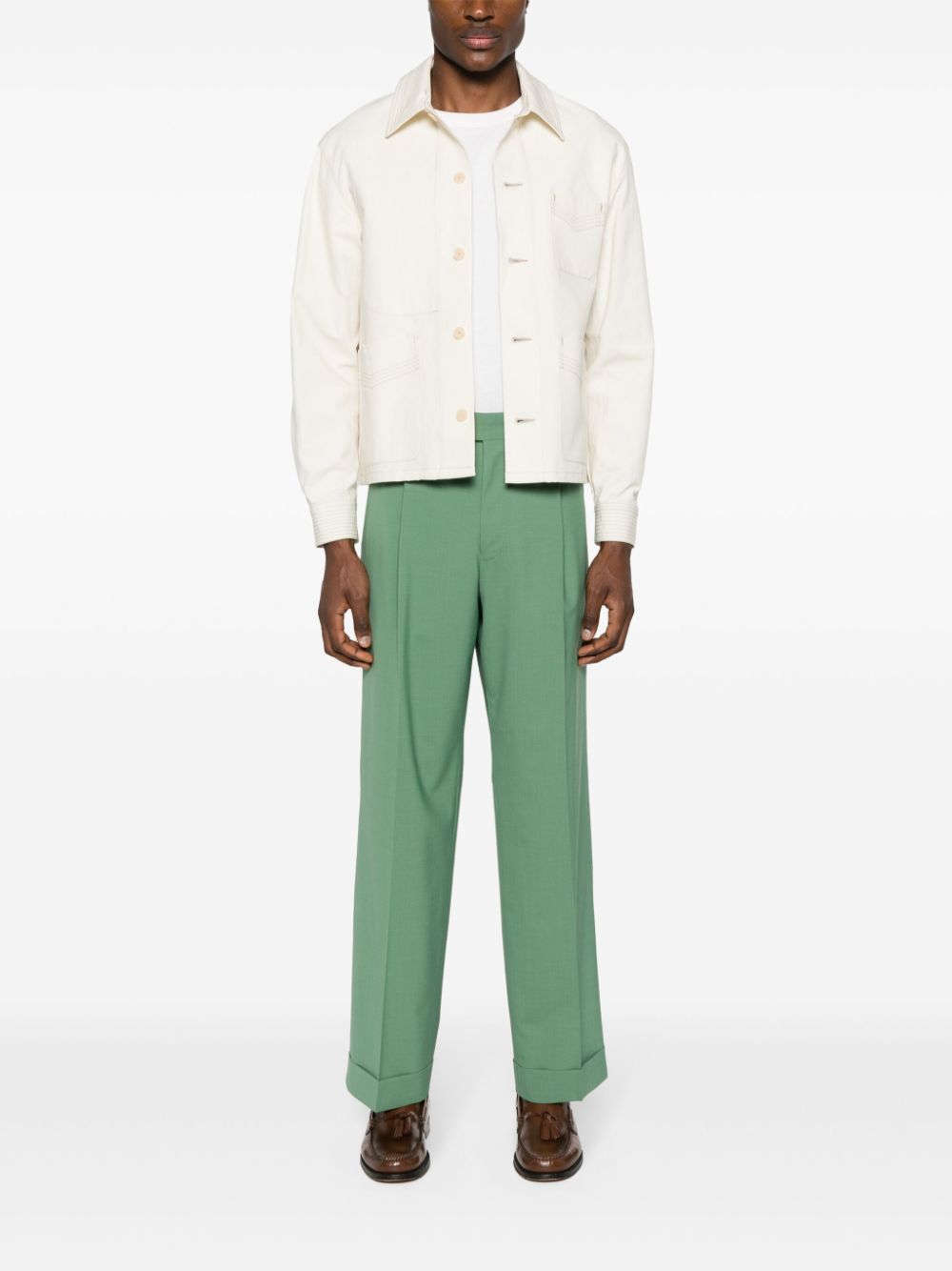 Shop Pt Torino Quindici Straight-leg Trousers In Green