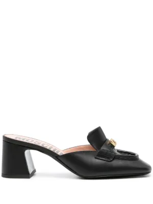 Ferragamo 55mm crocodile-effect Leather Mules | Black | FARFETCH