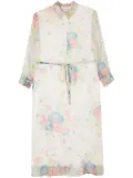 ASPESI silk floral midi dress - White