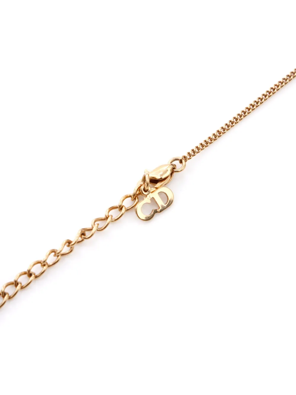 Pre-owned Dior Rhinestone Pendant Necklace In 金色