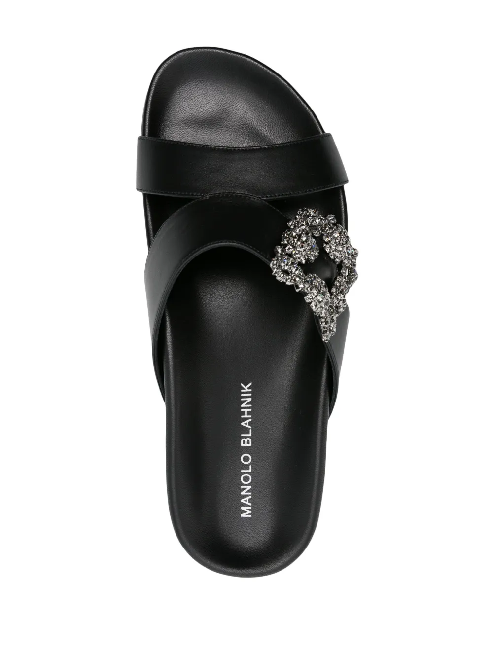 MANOLO BLAHNIK CHILANGHI LEATHER SLIDES