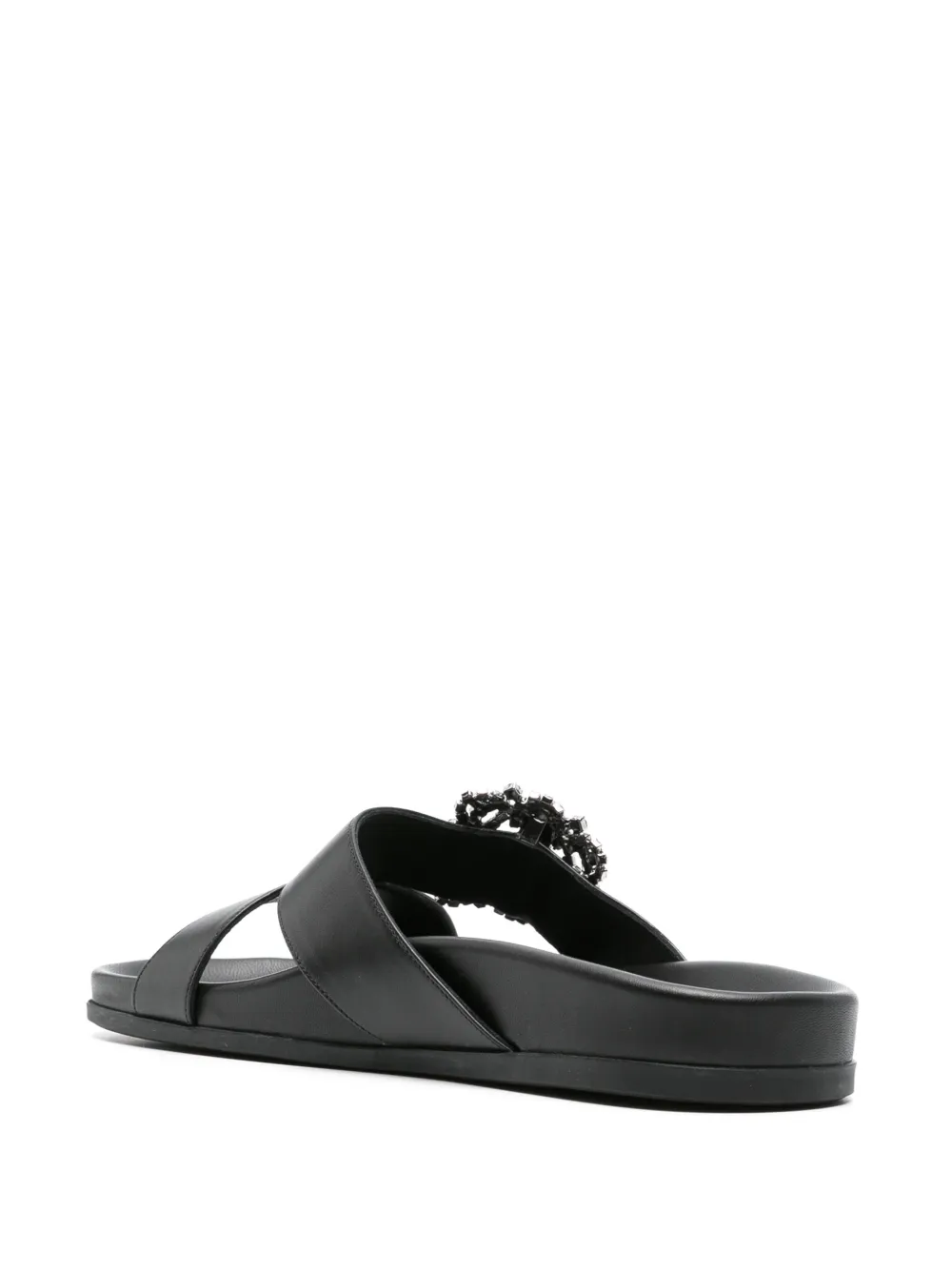 MANOLO BLAHNIK CHILANGHI LEATHER SLIDES