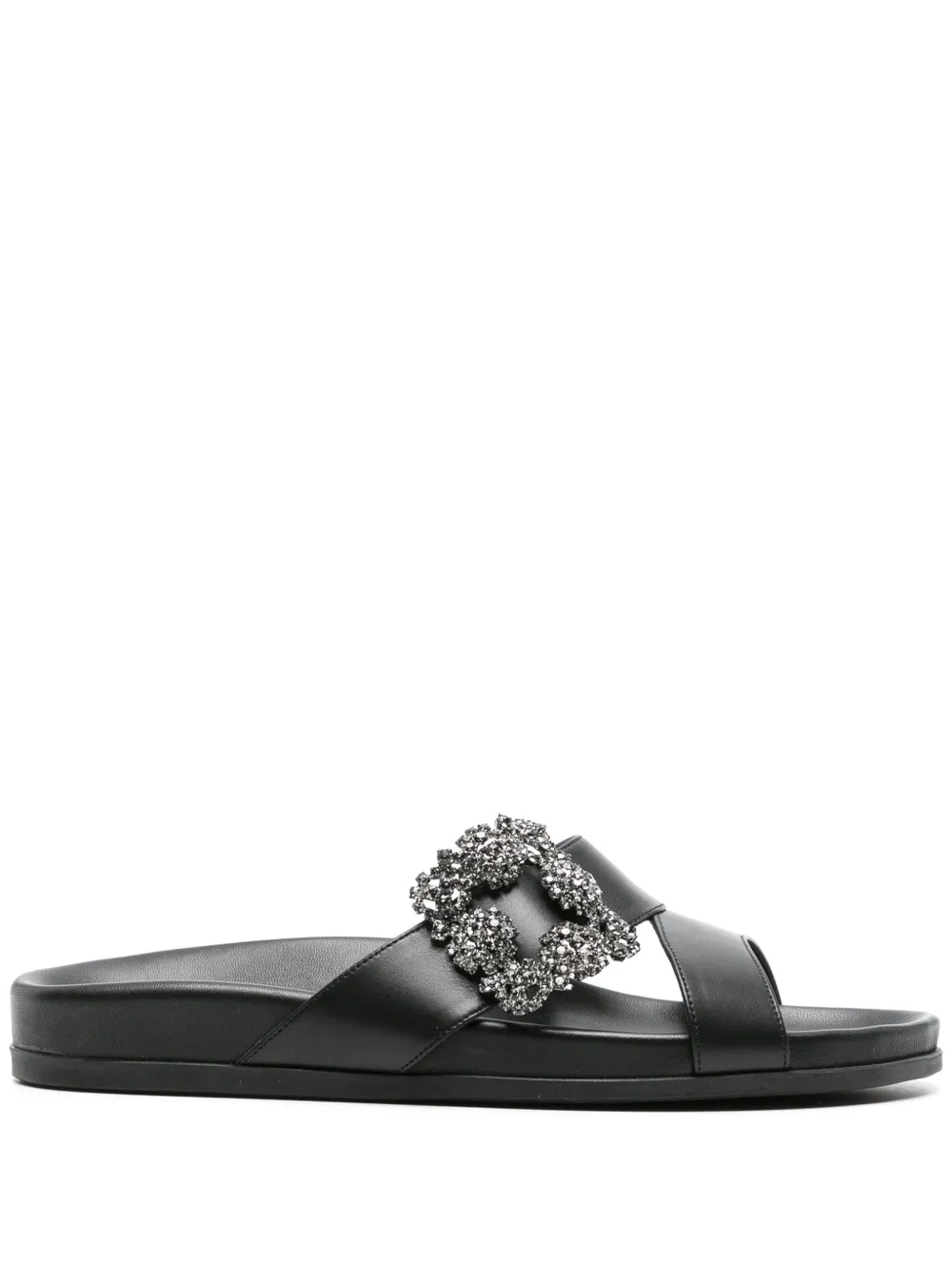 Manolo Blahnik Chilanghi leather slides | Black | Image 1