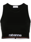 Rabanne logo-tape sports bralette - Black