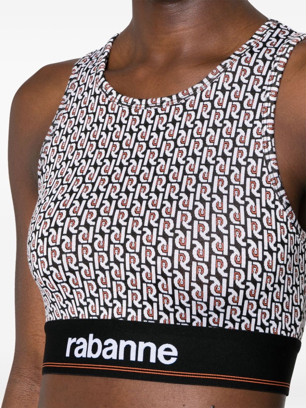 Shop Rabanne Monogram-pattern Sports Bralette In Black