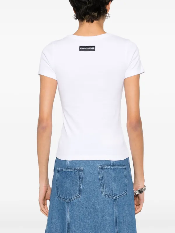 embroidered-logo fine-ribbed T-shirt