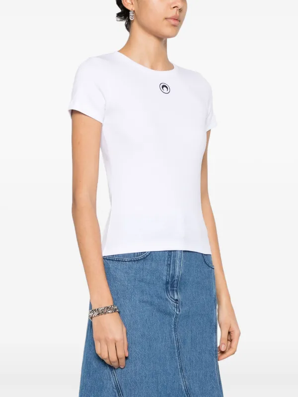 embroidered-logo fine-ribbed T-shirt