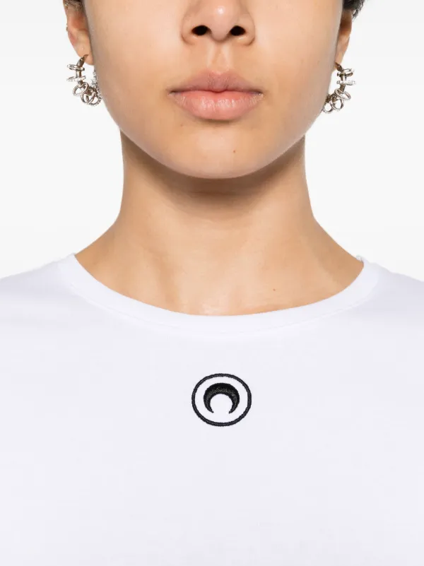 embroidered-logo fine-ribbed T-shirt