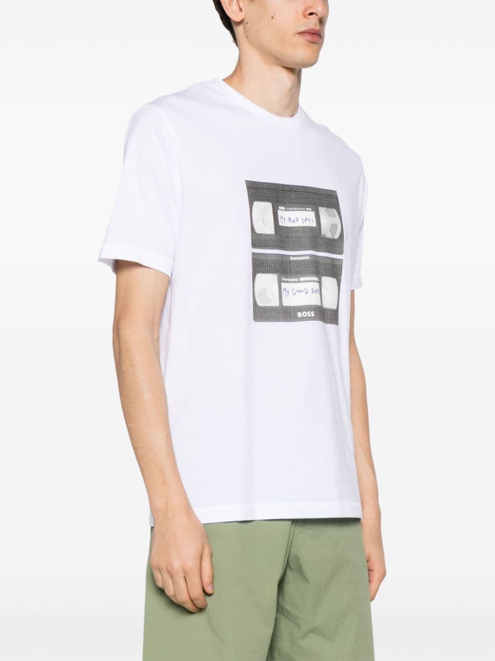 BOSS Katoenen T-shirt met grafische print Wit