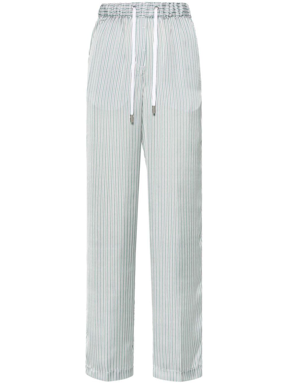 Peserico Striped Straight-leg Trousers In Green