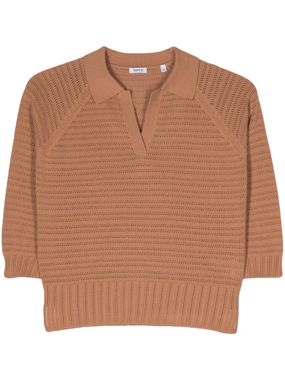 pointelle-knit polo shirt