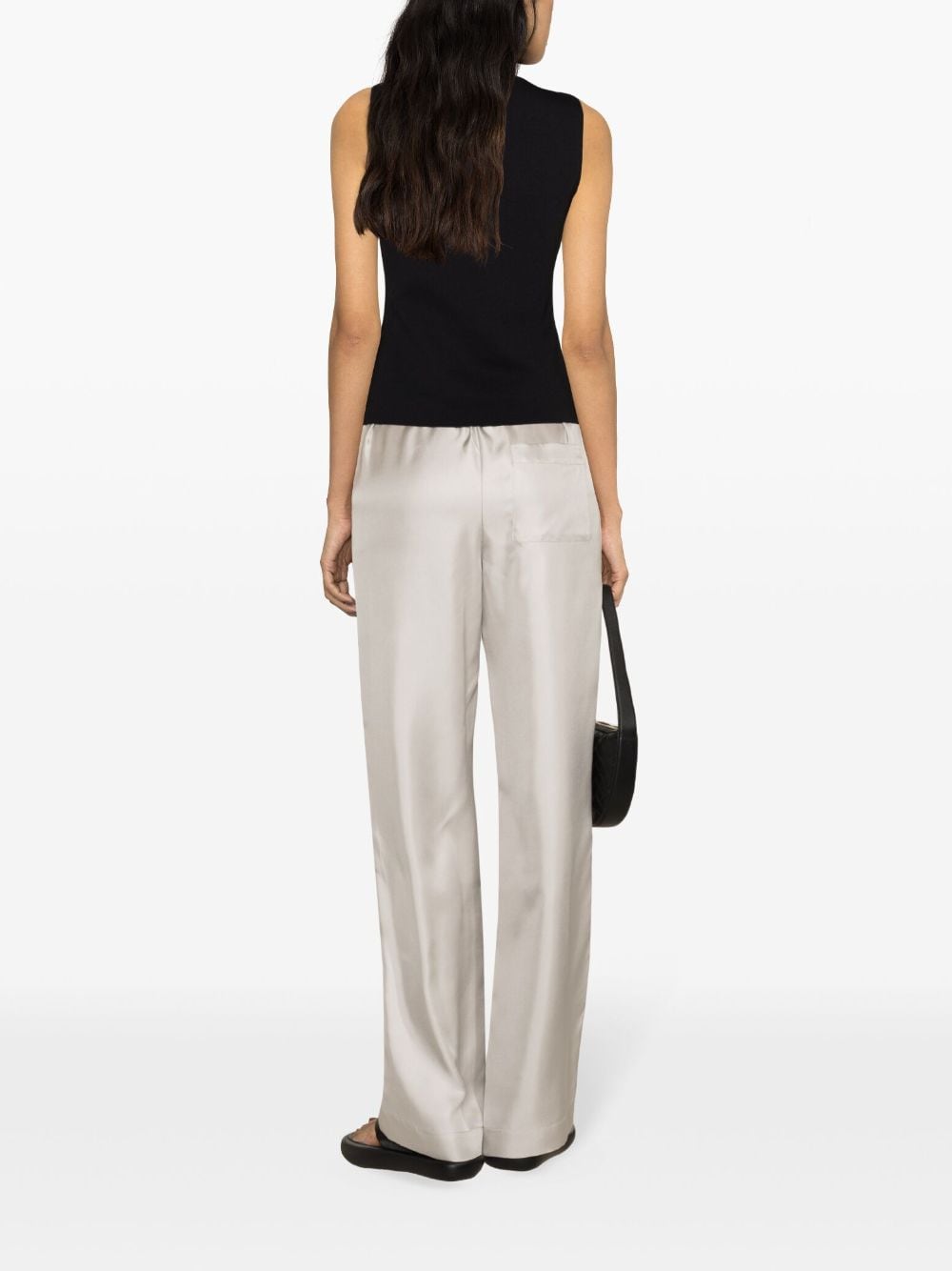 Shop Loulou Studio Alera Wide-leg Silk Trousers In Grey