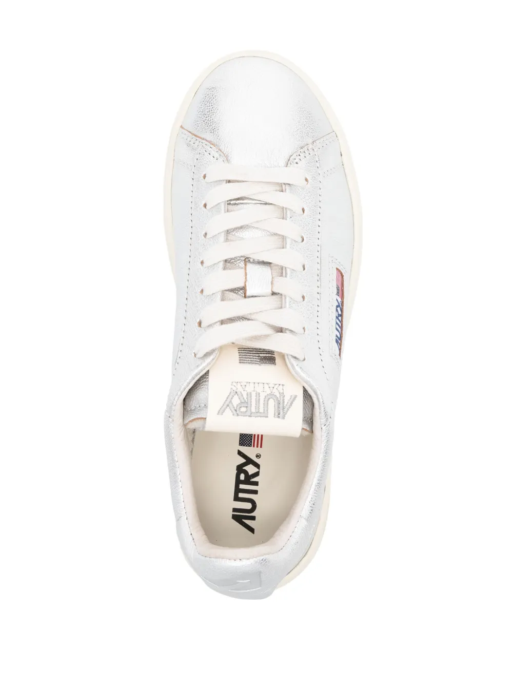 Autry Dallas Metallic Leather Sneakers In 银色