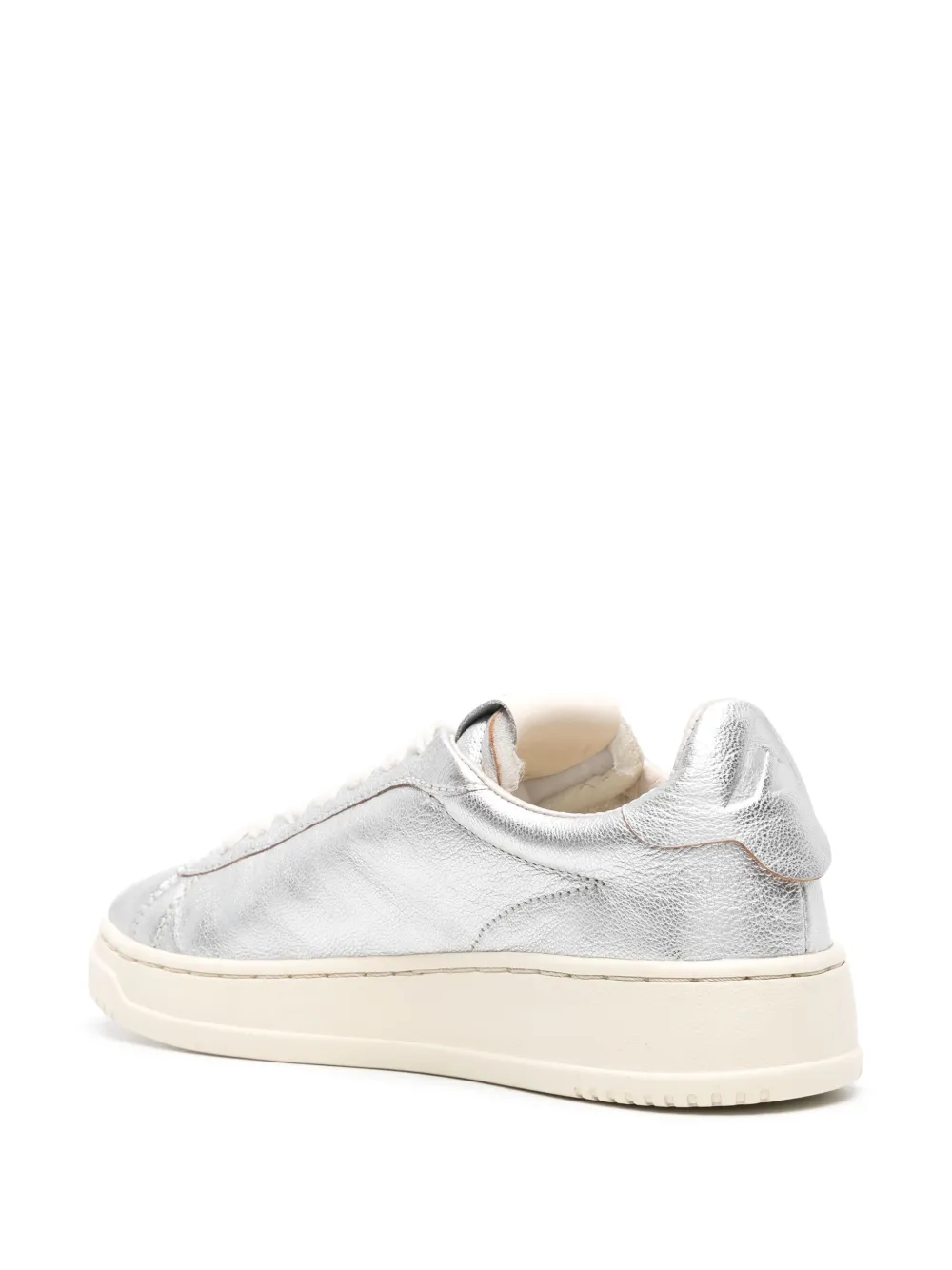 Autry Dallas Metallic Leather Sneakers In 银色
