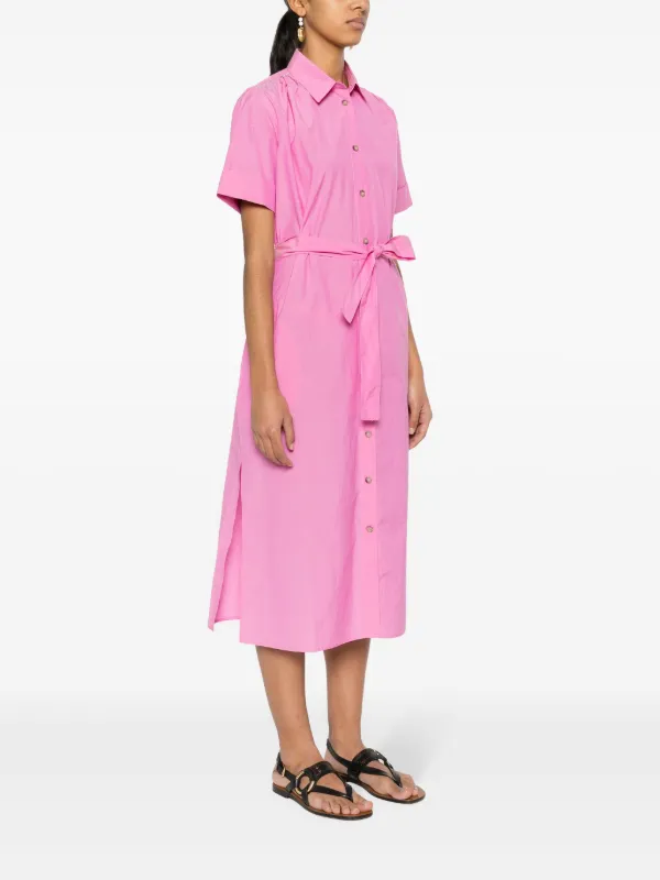 Peserico Beaded Belted Shirt Dress - Pink