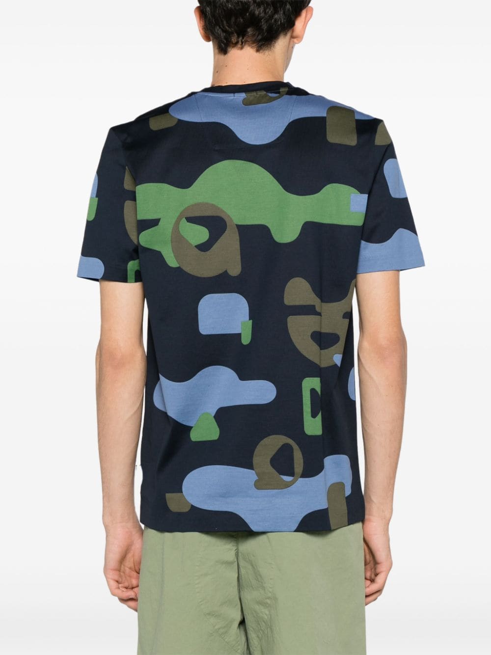 BOSS Katoenen T-shirt met camouflageprint Blauw