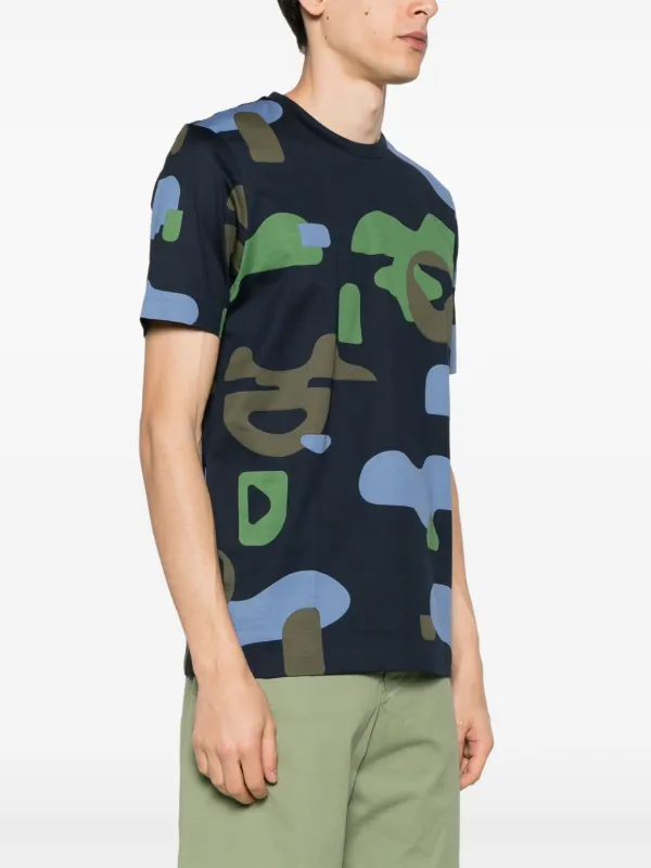 BOSS camouflage print Cotton T shirt Blue FARFETCH CA