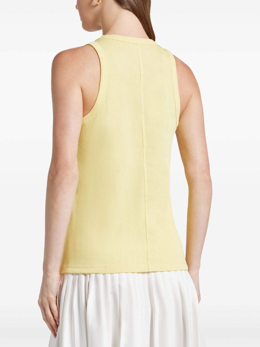 Shop Lacoste Logo-appliqué Ribbed Tank Top In Yellow