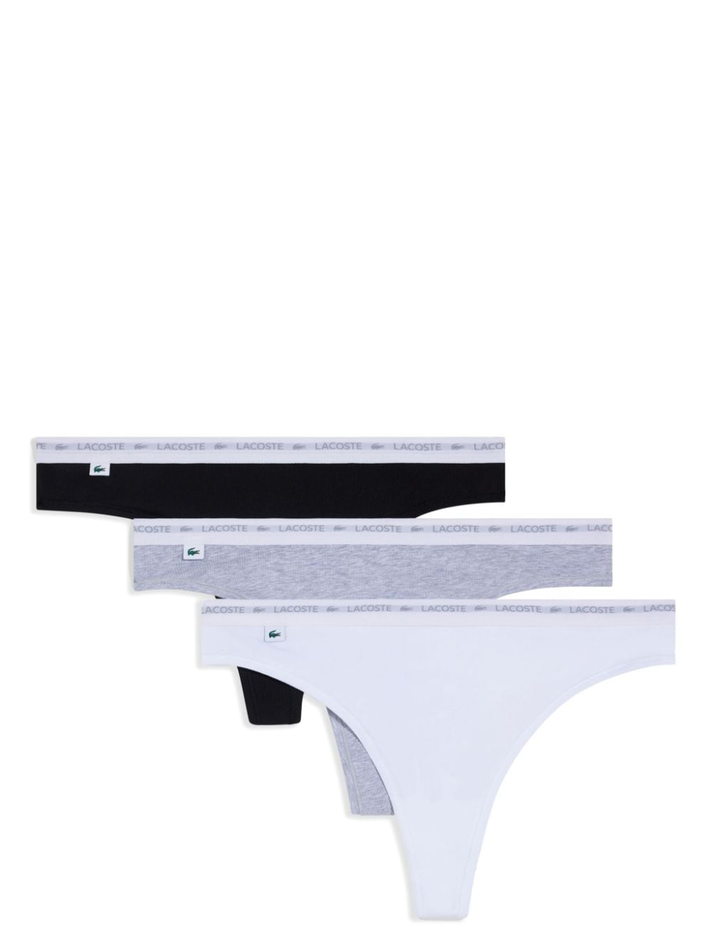 Lacoste Logo-waistband Thong (pack Of Three) In White