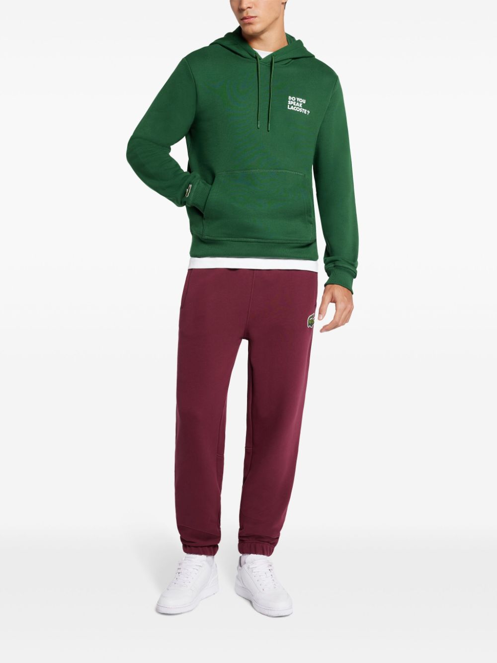 Lacoste slogan-print cotton hoodie - Groen