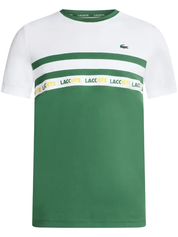 Lacoste logo trim Striped T shirt Green FARFETCH TR