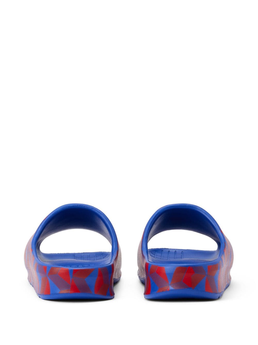 Shop Lacoste Geometric-print Open-toe Slides In Blue