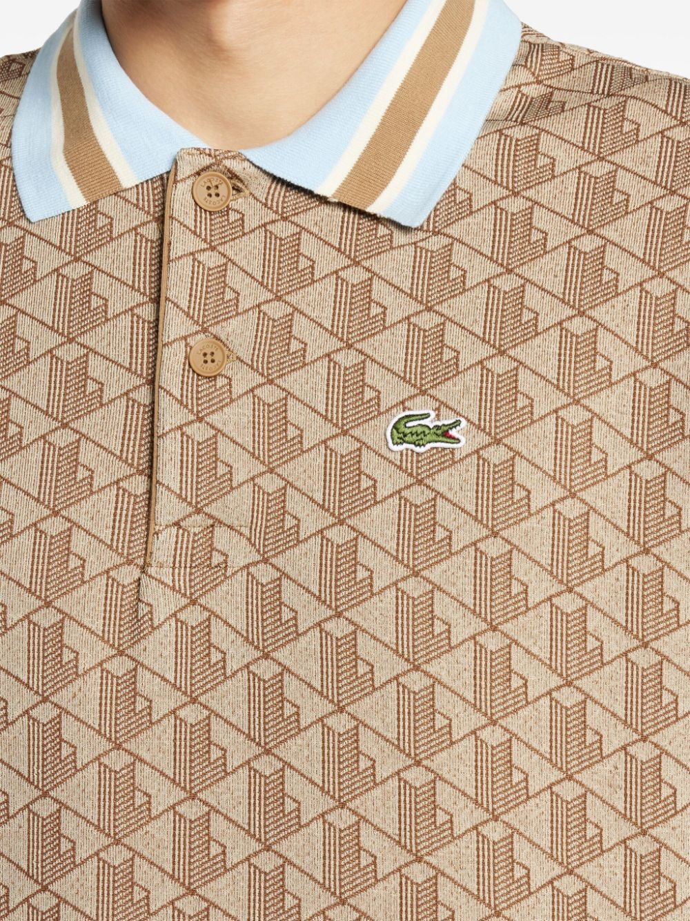 LACOSTE LOGO-EMBROIDERED MONOGRAM-JACQUARD POLO SHIRT 