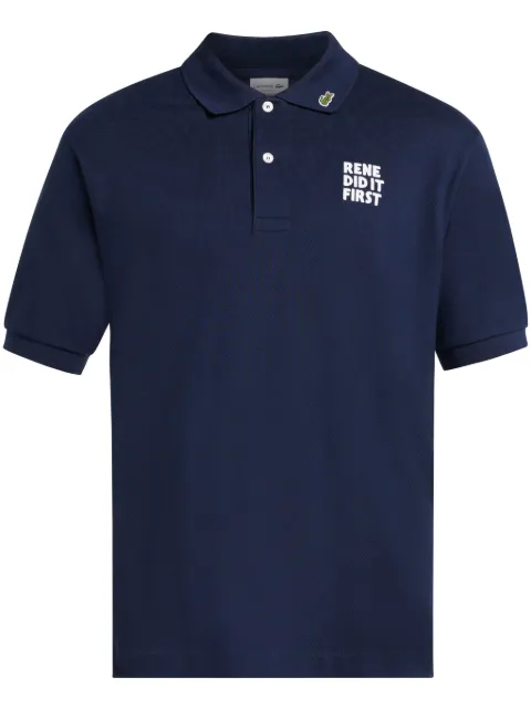 Lacoste slogan-embroidered polo shirt 