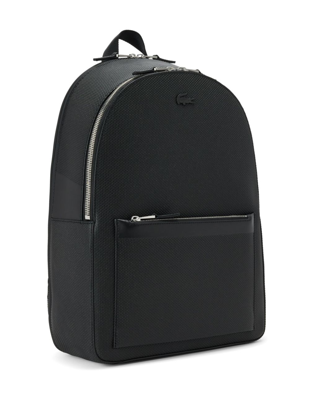 Shop Lacoste Chantaco Logo-embossed Leather Backpack In Black