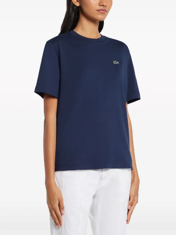 Lacoste★半袖 Vネック ロゴ トップス Tシャツ★ブルー★ LACOSTE tシャツ ヘビーウェイト エッセンシャル ウォッシュド