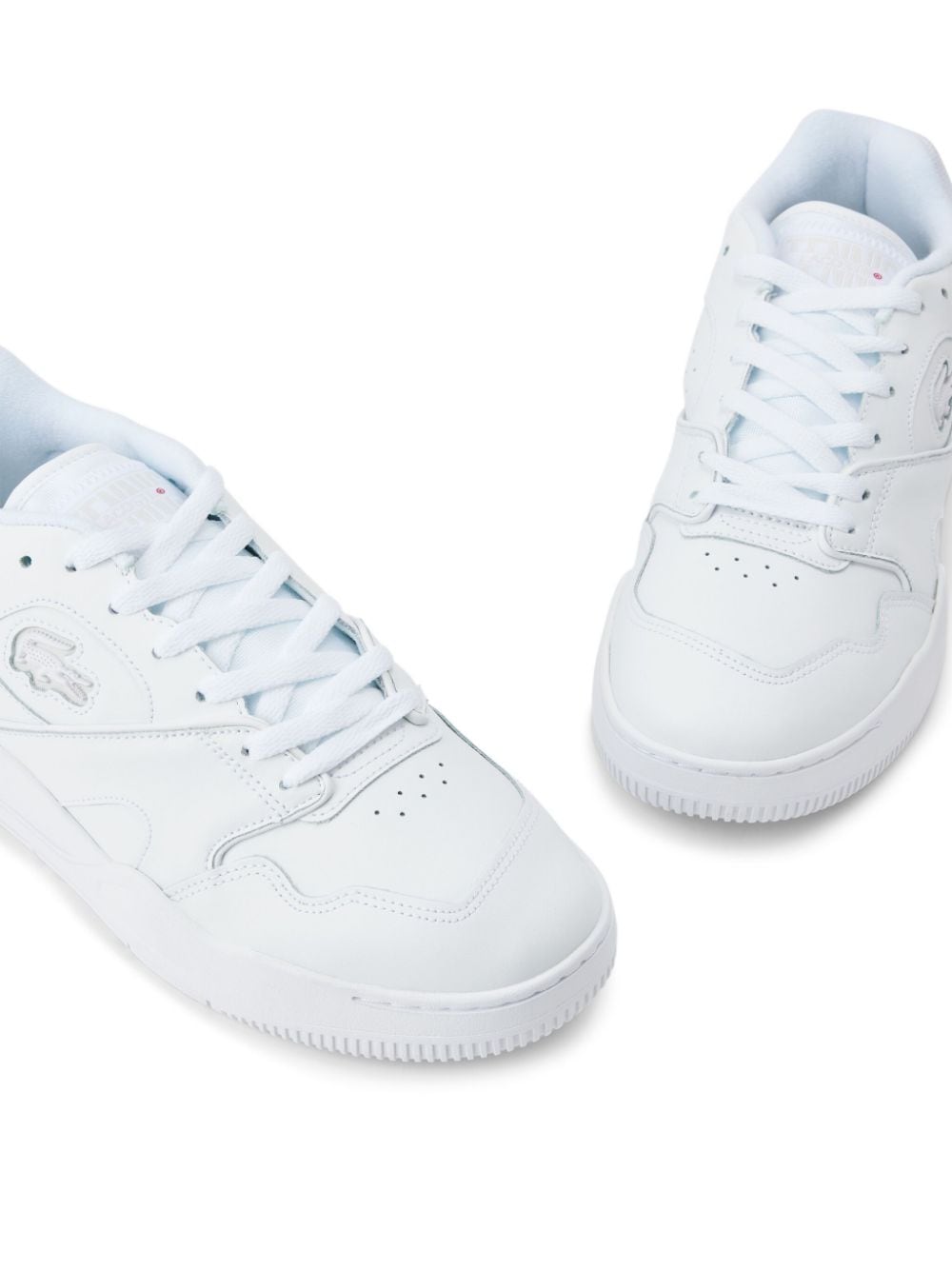 Shop Lacoste Lineshot Leather Sneakers In White