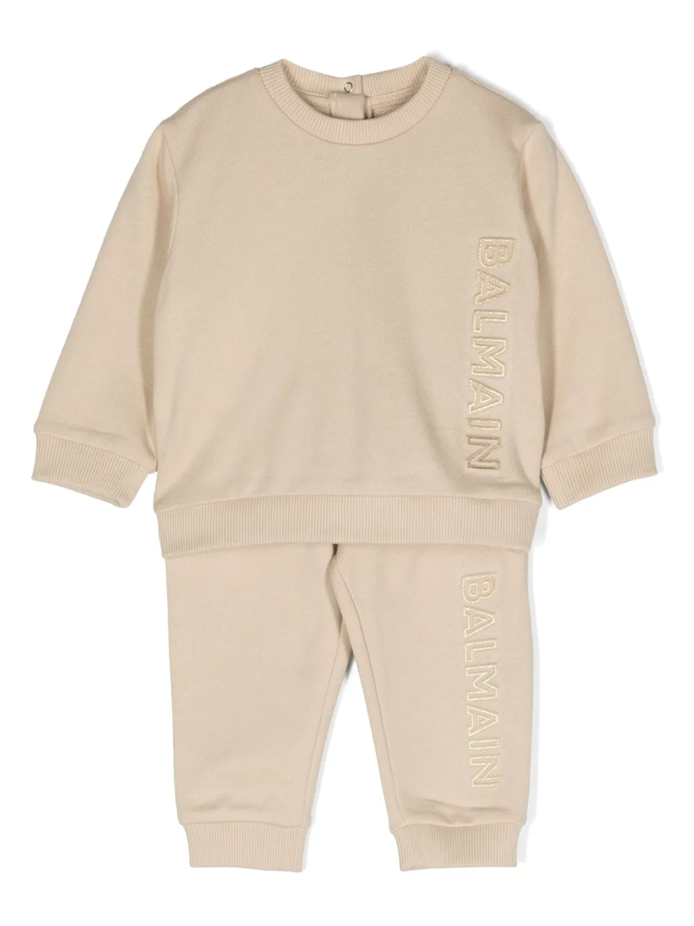 Balmain Kids Trainingspak met logo-reliëf Beige