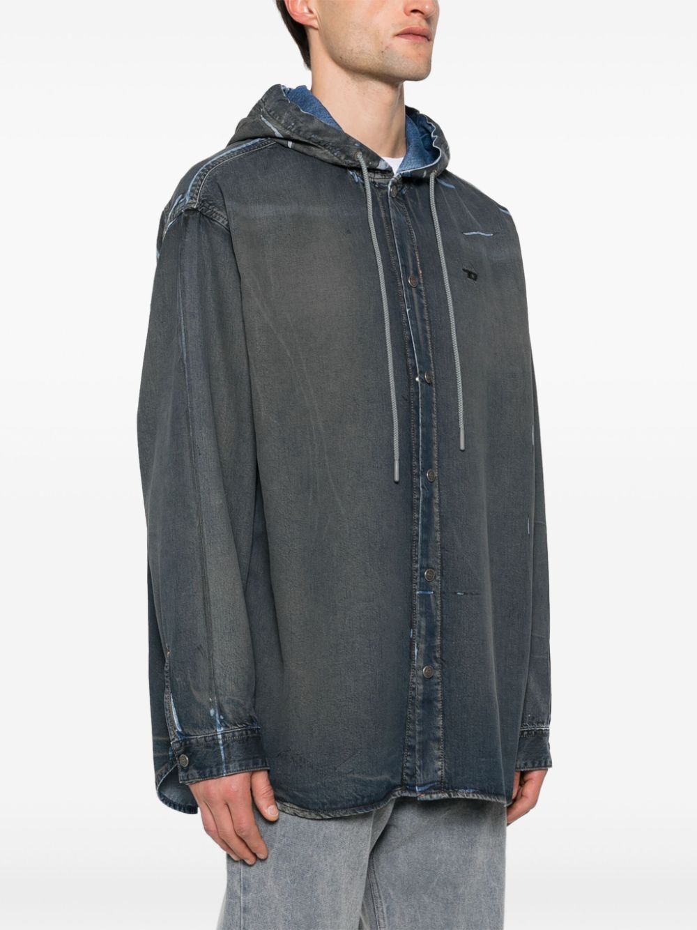 Shop Diesel D-dewny-hood Shirt In Grey