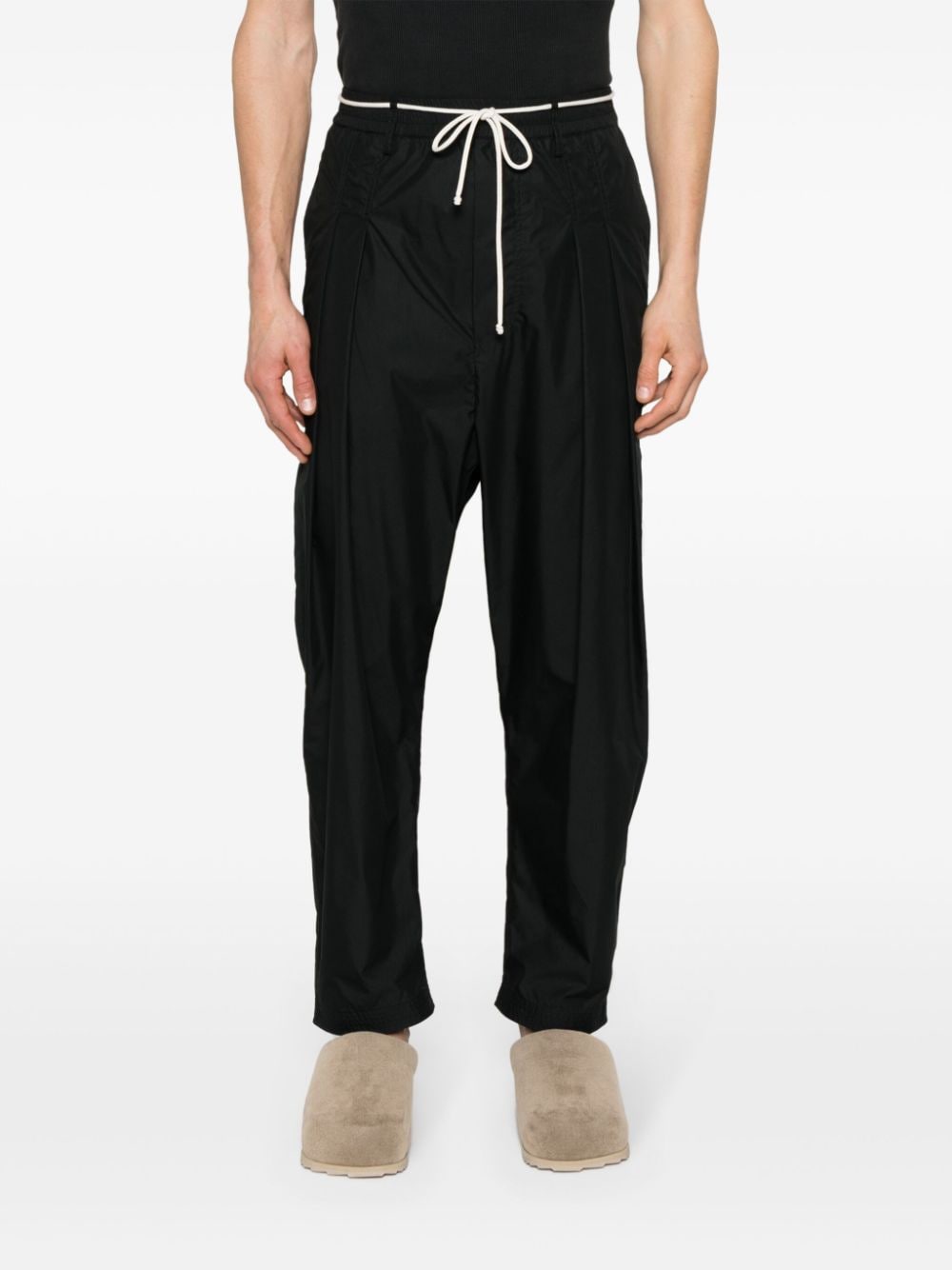 Shop Mordecai Tapered Poplin Trousers In 黑色