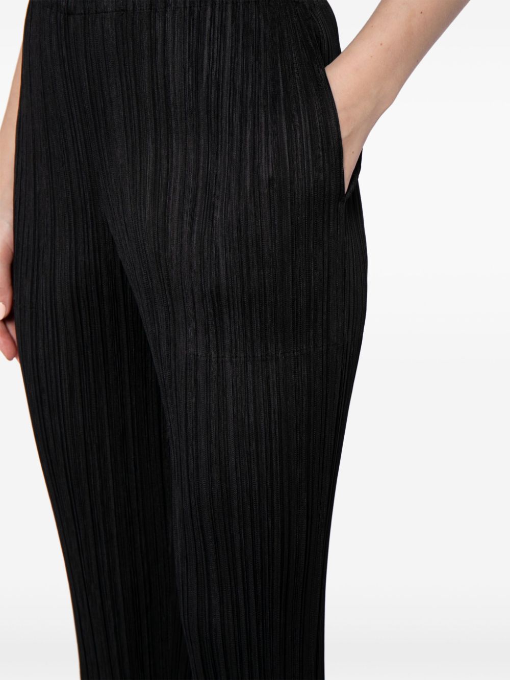 Shop Issey Miyake Thicker Pleated Cropped Trousers In Black