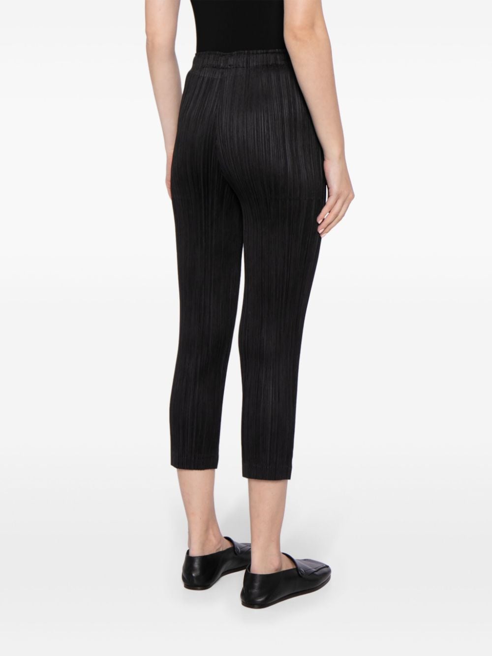 Shop Issey Miyake Thicker Pleated Cropped Trousers In Black