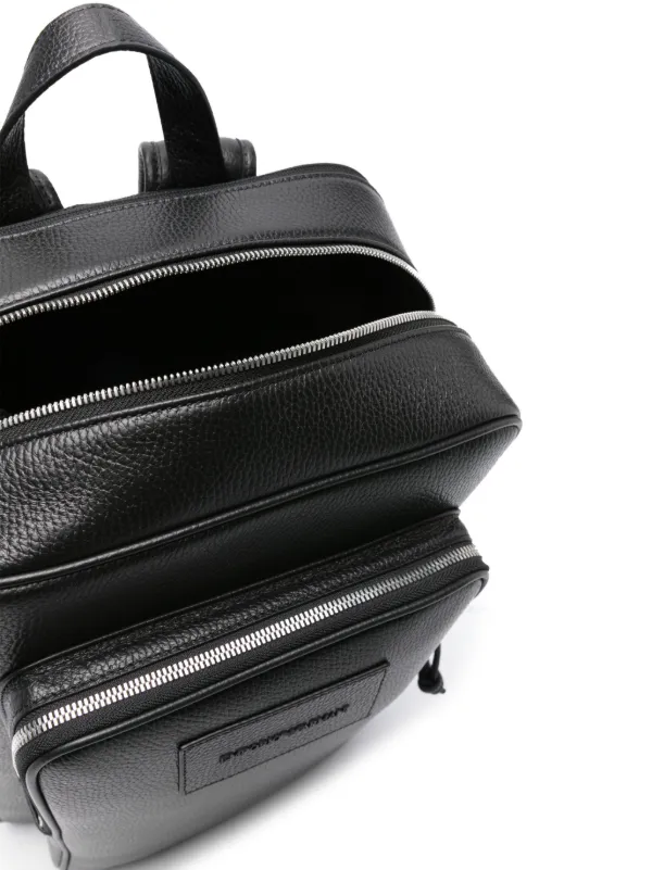 Emporio Armani grained-leather Backpack | Black | FARFETCH