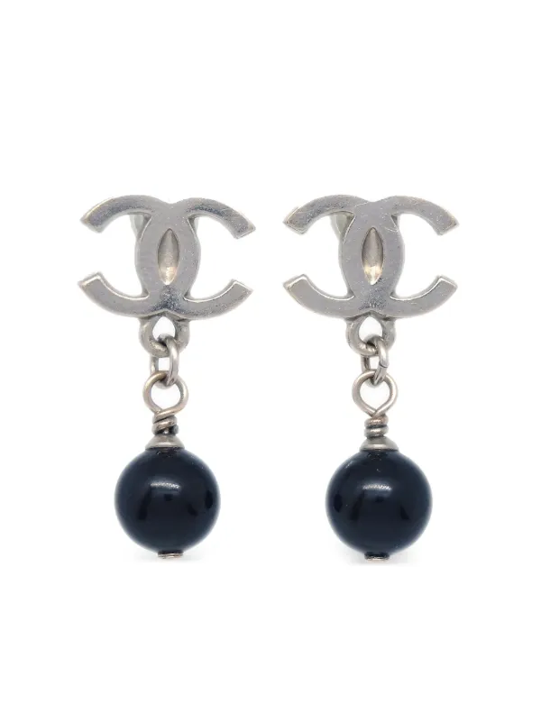 Chanel Pre-owned 2010 CC Drop Earrings in Silver