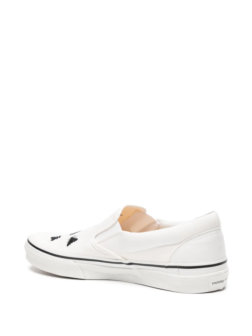 Shop Undercover Embroidered-detail Slip-on Sneakers In White