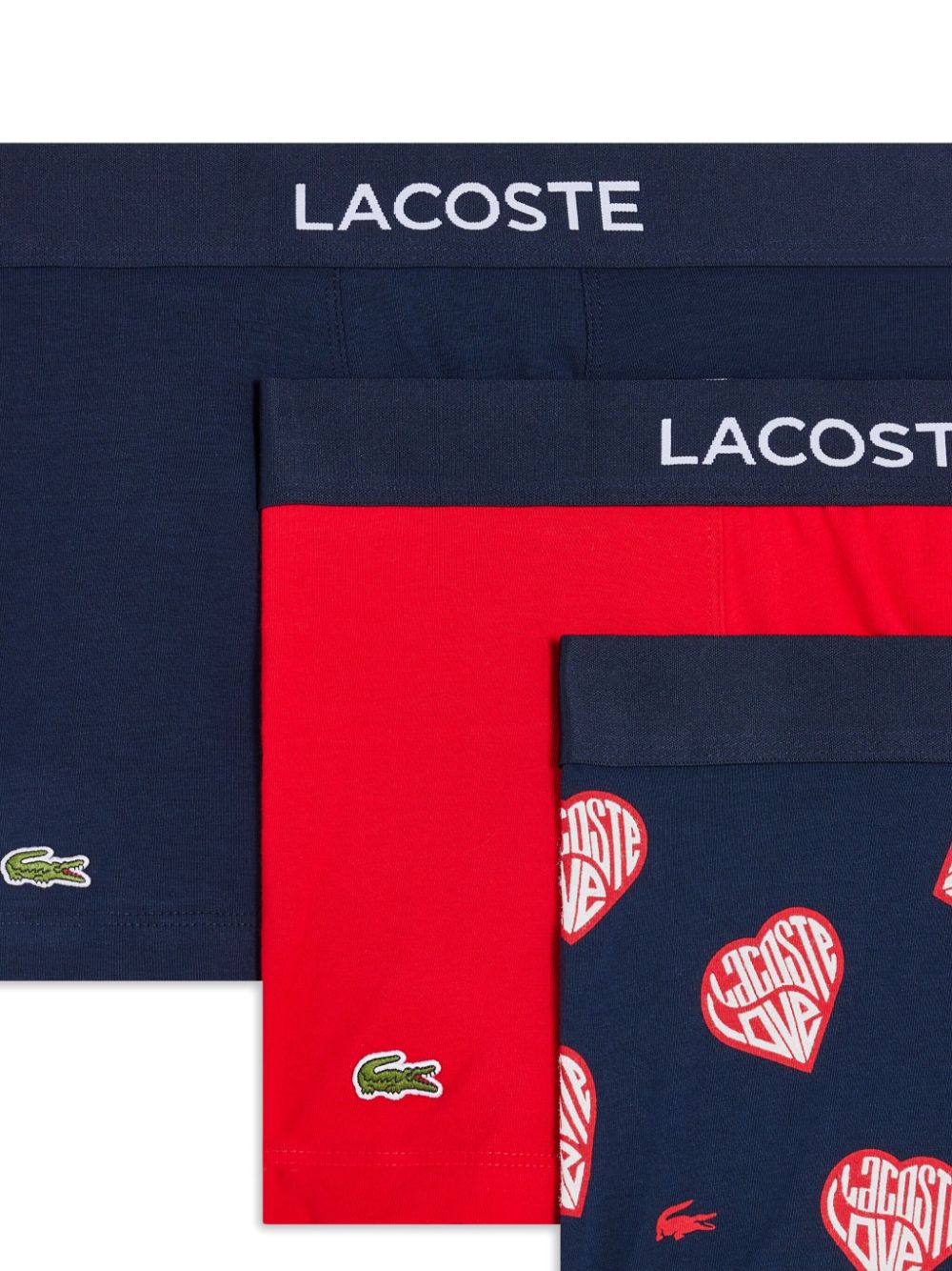 Shop Lacoste Logo-waistband Boxers (pack Of Three) In Blue