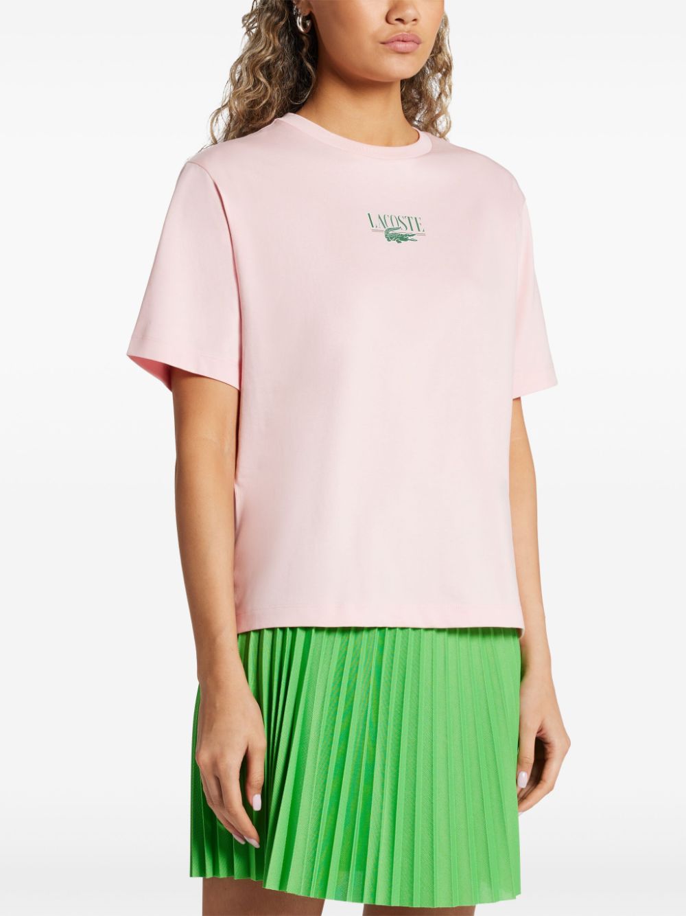 Lacoste Katoenen T-shirt met logoprint Roze