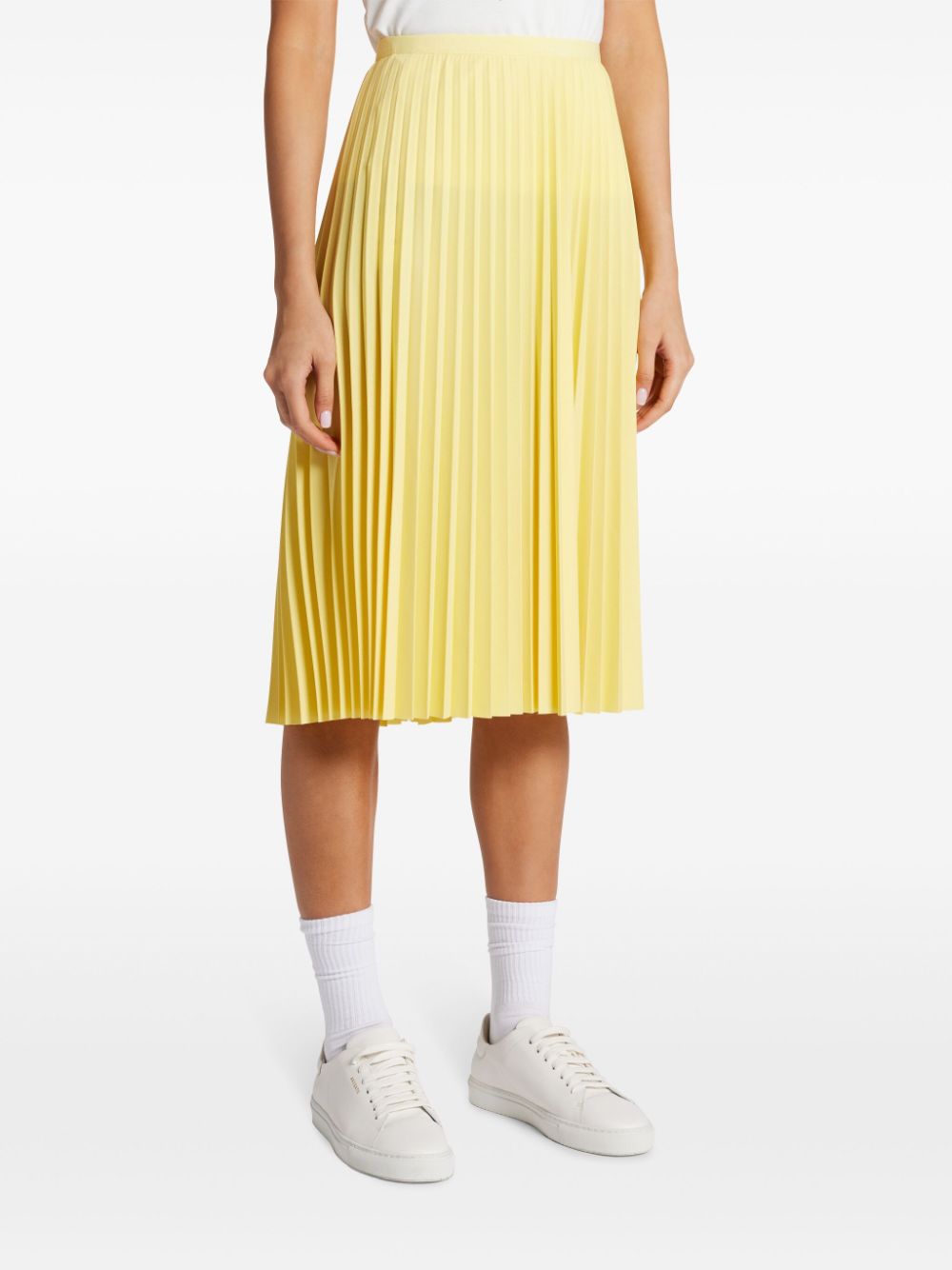 Shop Lacoste Logo-waistband Pleated Midi Skirt In Yellow