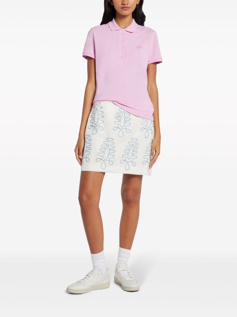Shop Lacoste Logo-appliqué Polo Shirt In Pink