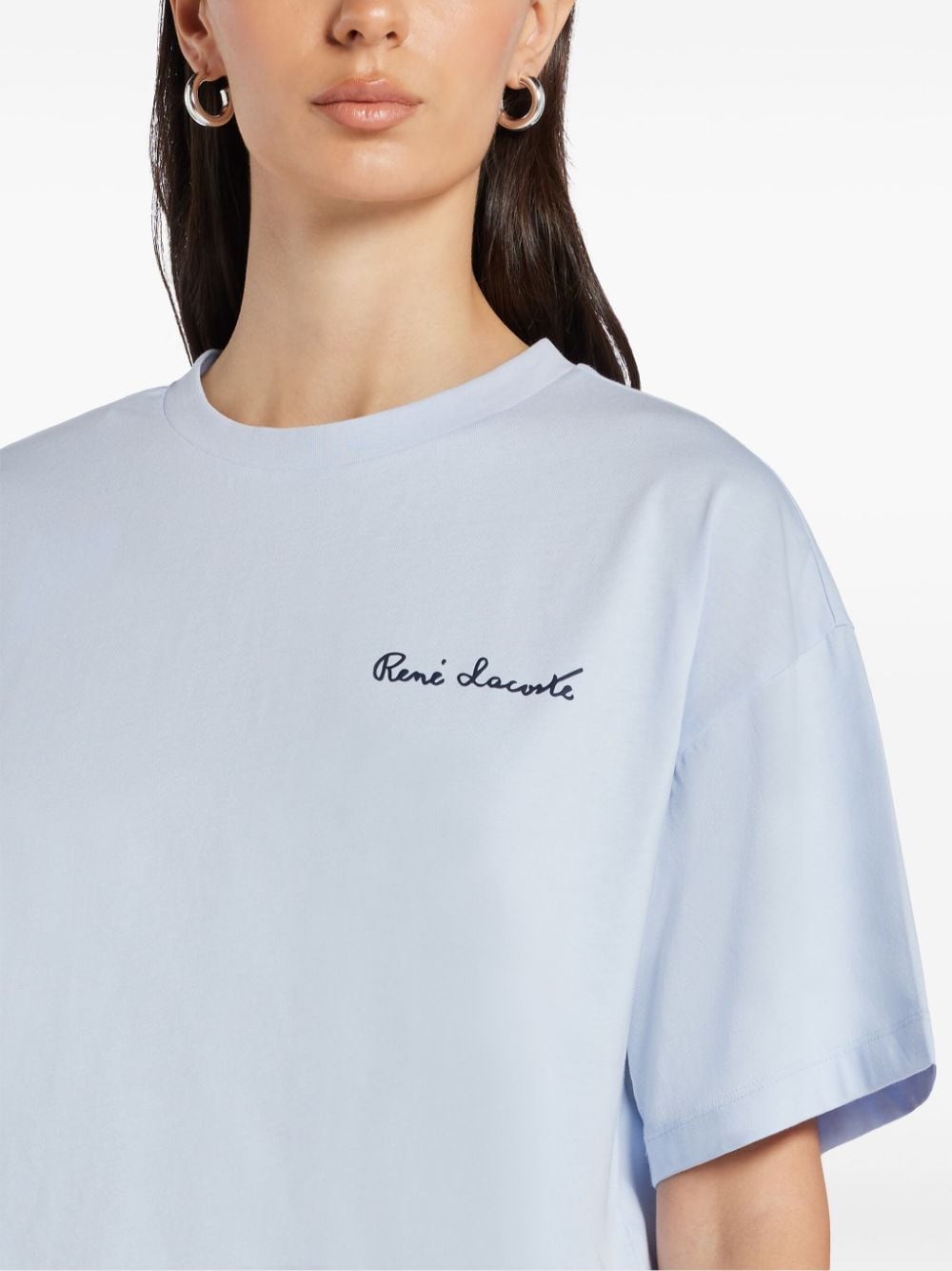 Shop Lacoste Blue Logo-patch Cotton T-shirt