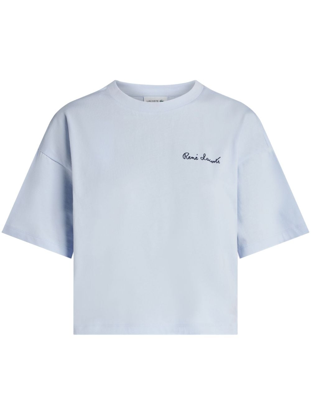 Lacoste blue logo-patch cotton T-shirt Blauw