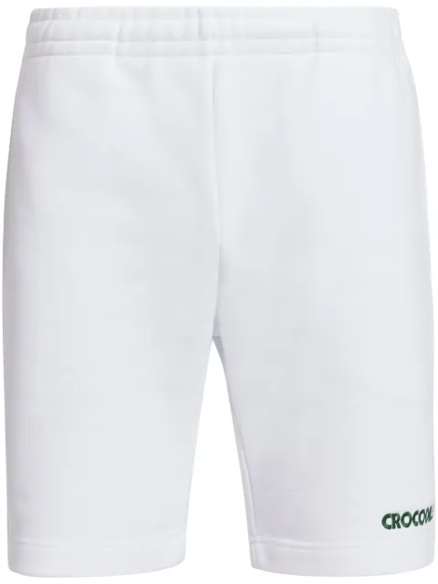 Lacoste slogan-embroidered cotton track shorts