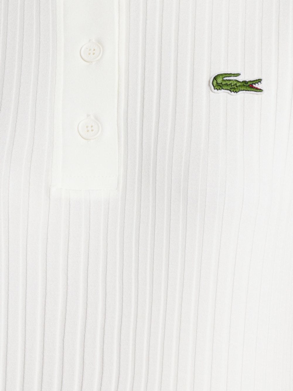 Shop Lacoste Logo-patch Ribbed Cotton Polo Dress In Weiss